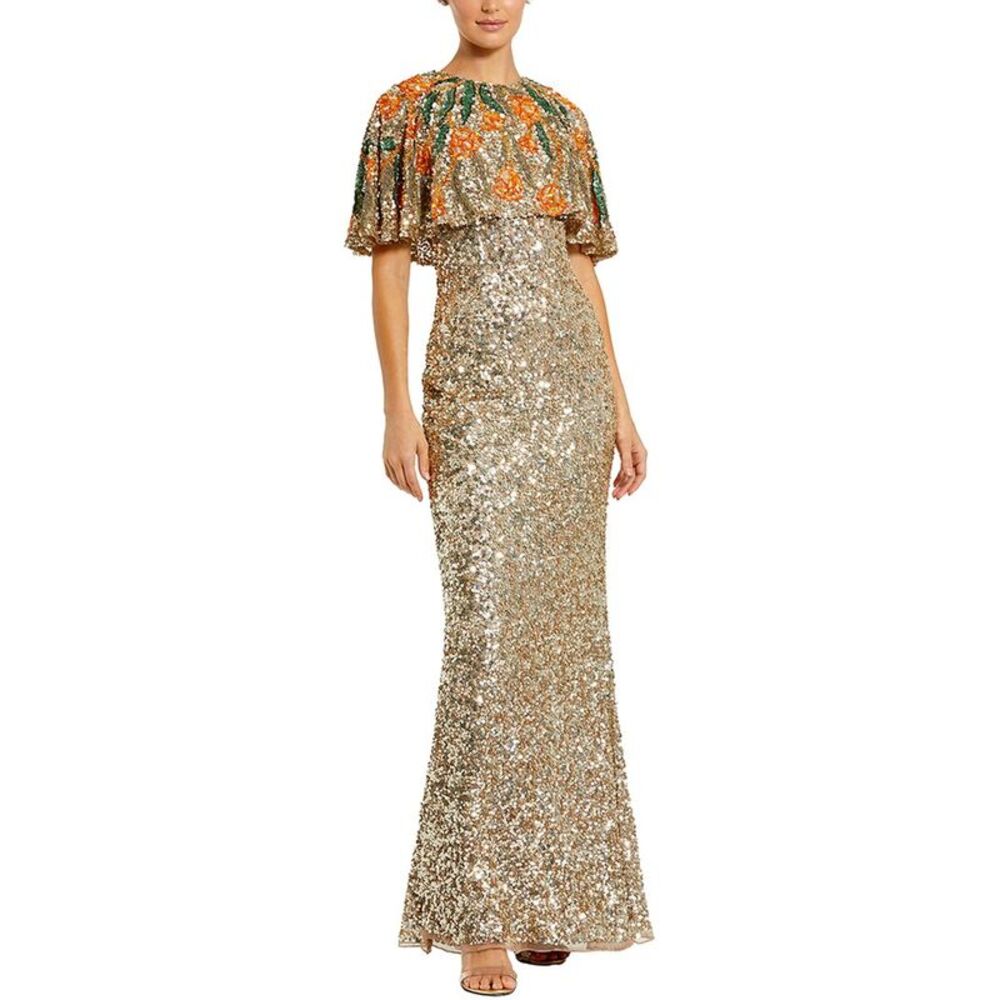 Mac Duggal Womens Shawl Gown